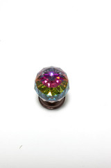 JVJ Old World Bronze 30 mm (1 3/16") Round Faceted 31% Leaded Crystal Door Knob With Prism - 35612