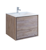 Fresca FCB9230RNW-I Catania 30" Rustic Natural Wood Wall Hung Modern Bathroom Cabinet w/ Integrated Sink