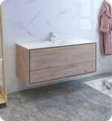 Fresca FCB9260RNW-S-I Catania 60" Rustic Natural Wood Wall Hung Modern Bathroom Cabinet w/ Integrated Single Sink