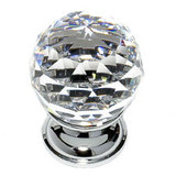 JVJ Chrome 30 mm (1 3/16") Round Faceted 31% Leaded Crystal Door Knob - 35226