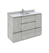 Fresca FCB31-122412ASH-FC-CWH-U Formosa 48" Floor Standing Modern Bathroom Cabinet w/ Top & Sink in Ash