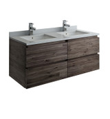 Fresca FCB31-2424ACA-CWH-U Formosa 48" Wall Hung Double Sink Modern Bathroom Cabinet w/ Top & Sinks