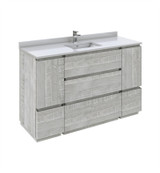 Fresca FCB31-123012ASH-FC-CWH-U Formosa 54" Floor Standing Modern Bathroom Cabinet w/ Top & Sink in Ash