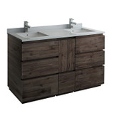 Fresca FCB31-241224ACA-FC-CWH-U Formosa 60" Floor Standing Double Sink Modern Bathroom Cabinet w/ Top & Sinks