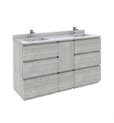 Fresca FCB31-241224ASH-FC-CWH-U Formosa 60" Floor Standing Double Sink Modern Bathroom Cabinet w/ Top & Sinks in Ash