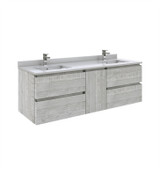 Fresca  FCB31-241224ASH-CWH-U Formosa 60" Wall Hung Double Sink Modern Bathroom Cabinet w/ Top & Sinks in Ash