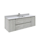 Fresca FCB31-123612ASH-CWH-U Formosa 60" Wall Hung Single Sink Modern Bathroom Cabinet w/ Top & Sink in Ash