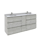 Fresca FCB31-301230ASH-FC-CWH-U Formosa 72" Floor Standing Double Sink Modern Bathroom Cabinet w/ Top & Sinks in Ash