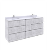 Fresca FCB31-301230RWH-FC-CWH-U Formosa 72" Floor Standing Double Sink Modern Bathroom Cabinet w/ Top & Sinks in Rustic White