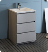 Fresca FCB9324GR-I Lazzaro 24" Gray Free Standing Modern Bathroom Cabinet w/ Integrated Sink