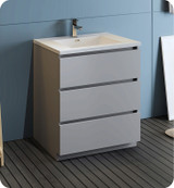 Fresca FCB9330GR-I Lazzaro 30" Gray Free Standing Modern Bathroom Cabinet w/ Integrated Sink