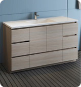 Fresca FCB9360MGO-S-I Lazzaro 60" Gray Wood Free Standing Modern Bathroom Cabinet w/ Integrated Single Sink