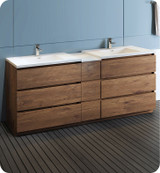 Fresca FCB93-361236RW-D-I Lazzaro 84" Rosewood Free Standing Double Sink Modern Bathroom Cabinet w/ Integrated Sinks