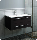 Fresca FCB6130ES-UNS-CWH-U Lucera 30" Espresso Wall Hung Modern Bathroom Cabinet w/ Top & Undermount Sink