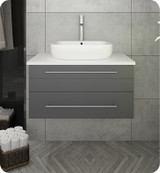 Fresca FCB6130GR-VSL-CWH-V Lucera 30" Gray Wall Hung Modern Bathroom Cabinet w/ Top & Vessel Sink