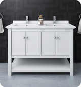 Fresca FCB2348WH-D-CWH-U Manchester 48" White Traditional Double Sink Bathroom Cabinet w/ Top & Sinks