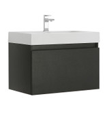 Fresca FCB8007BW-I Mezzo 30" Black Wall Hung Modern Bathroom Cabinet w/ Integrated Sink