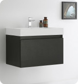 Fresca FCB8007BW-I Mezzo 30" Black Wall Hung Modern Bathroom Cabinet w/ Integrated Sink