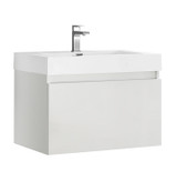 Fresca FCB8007WH-I Mezzo 30" White Wall Hung Modern Bathroom Cabinet w/ Integrated Sink