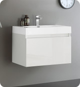 Fresca FCB8007WH-I Mezzo 30" White Wall Hung Modern Bathroom Cabinet w/ Integrated Sink