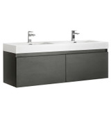 Fresca FCB8042BW-I Mezzo 60" Black Wall Hung Double Sink Modern Bathroom Cabinet w/ Integrated Sink