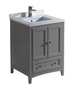 Fresca FCB2024GR-CWH-U Oxford 24" Gray Traditional Bathroom Cabinet w/ Top & Sinks