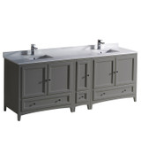 Fresca FCB20-361236GR-CWH-U Oxford 84" Gray Traditional Double Sink Bathroom Cabinets w/ Top & Sinks