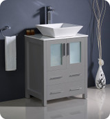 Fresca FCB6224GR-CWH-V Torino 24" Gray Modern Bathroom Cabinet w/ Top & Vessel Sink