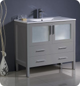Fresca FCB6236GR-I Torino 36" Gray Modern Bathroom Cabinet w/ Integrated Sink