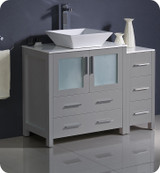 Fresca FCB62-3012GR-CWH-V Torino 42" Gray Modern Bathroom Cabinets w/ Top & Vessel Sink