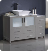 Fresca  FCB62-3612GR-CWH-V Torino 48" Gray Modern Bathroom Cabinets w/ Top & Vessel Sink