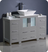 Fresca  FCB62-122412GR-CWH-V Torino 48" Gray Modern Bathroom Cabinets w/ Top & Vessel Sink