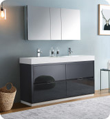 Fresca FCB8460GG-D-I Valencia 60" Dark Slate Gray Free Standing Double Sink Modern Bathroom Vanity