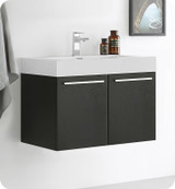 Fresca FCB8089BW-I Vista 30" Black Wall Hung Modern Bathroom Cabinet w/ Integrated Sink