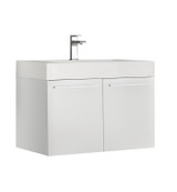 Fresca FCB8089WH-I Vista 30" White Wall Hung Modern Bathroom Cabinet w/ Integrated Sink