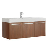 Fresca  FCB8092TK-I Vista 48" Teak Wall Hung Modern Bathroom Cabinet w/ Integrated Sink