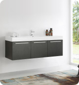 Fresca FCB8093BW-I Vista 60" Black Wall Hung Single Sink Modern Bathroom Cabinet w/ Integrated Sink