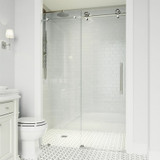 Vigo Elan Cass Aerodynamic 60 In. x 76 In. Frameless Sliding Glass Shower Door In Stainless Steel