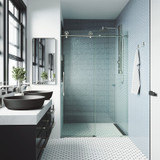 Vigo Elan Cass Aerodynamic 68 In. x 76 In. Frameless Sliding Glass Shower Door In Stainless Steel