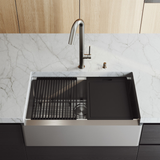 Vigo 33-Inch Oxford Single Bowl Apron Front Stainless Steel Farmhouse Kitchen Sink With Accessories