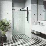 Vigo Elan E-Class 60 In. x 76 In. Frameless Sliding Shower Door In Matte Black With Clear Glass
