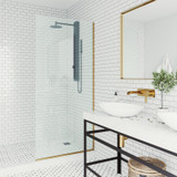 Vigo Zenith 34x74 Frameless Fixed Glass Shower Screen In Matte Brushed Gold