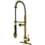 Vigo VG02007MGK1 Zurich Pull-Down Spray Kitchen Faucet And Deck Plate In Matte Brushed Gold