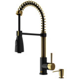 Vigo  VG02003MGMBK2 Brant Pull-Down Spray Kitchen Faucet In Matte Brushed Gold/Matte Black With Soap Dispenser