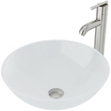 Vigo VGT270 White Frost Glass Vessel Bathroom Sink Set With Seville Vessel Faucet In Brushed Nickel - 16 1/2 inch