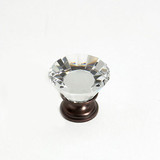 JVJ Old World Bronze 30 mm (1 3/16") Flat Top 31% Leaded Crystal Door Knob - 33912