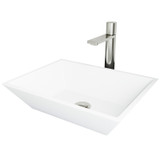 Vigo Vinca Matte Stone Vessel Bathroom Sink And Gotham Faucet In Brushed Nickel - 13 3/4 inch