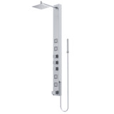 Vigo Bowery 5 In. Shower Massage Panel With Square Rainfall Shower Head And Tub Filler In Stainless Steel