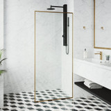 Vigo Meridian 34" x 74" Fixed Glass Shower Screen In Matte Brushed Gold