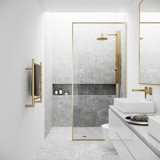Vigo Meridian 34" x 74" Fixed Glass Shower Screen In Matte Brushed Gold